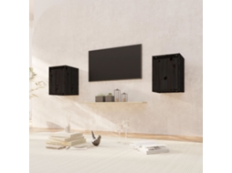 Vidaxl Armários De Parede 2 Pcs 30x30x40 Cm Pinho Maciço Preto