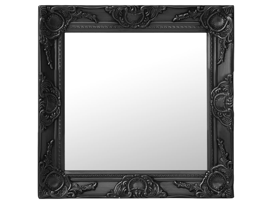 Vidaxl Espelho De Parede Estilo Barroco 50x50 Cm Preto
