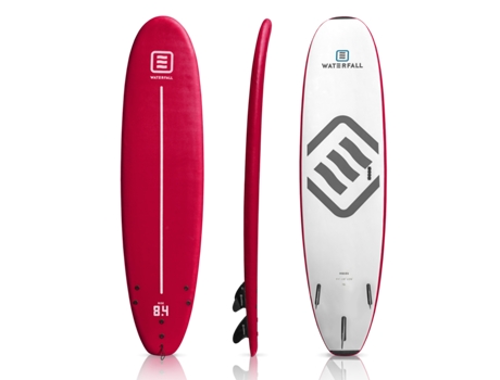 Prancha de Surf WATERFALL Soft Top Rise 8'4 V2 com 3 stringers um leash e 3 quilhas