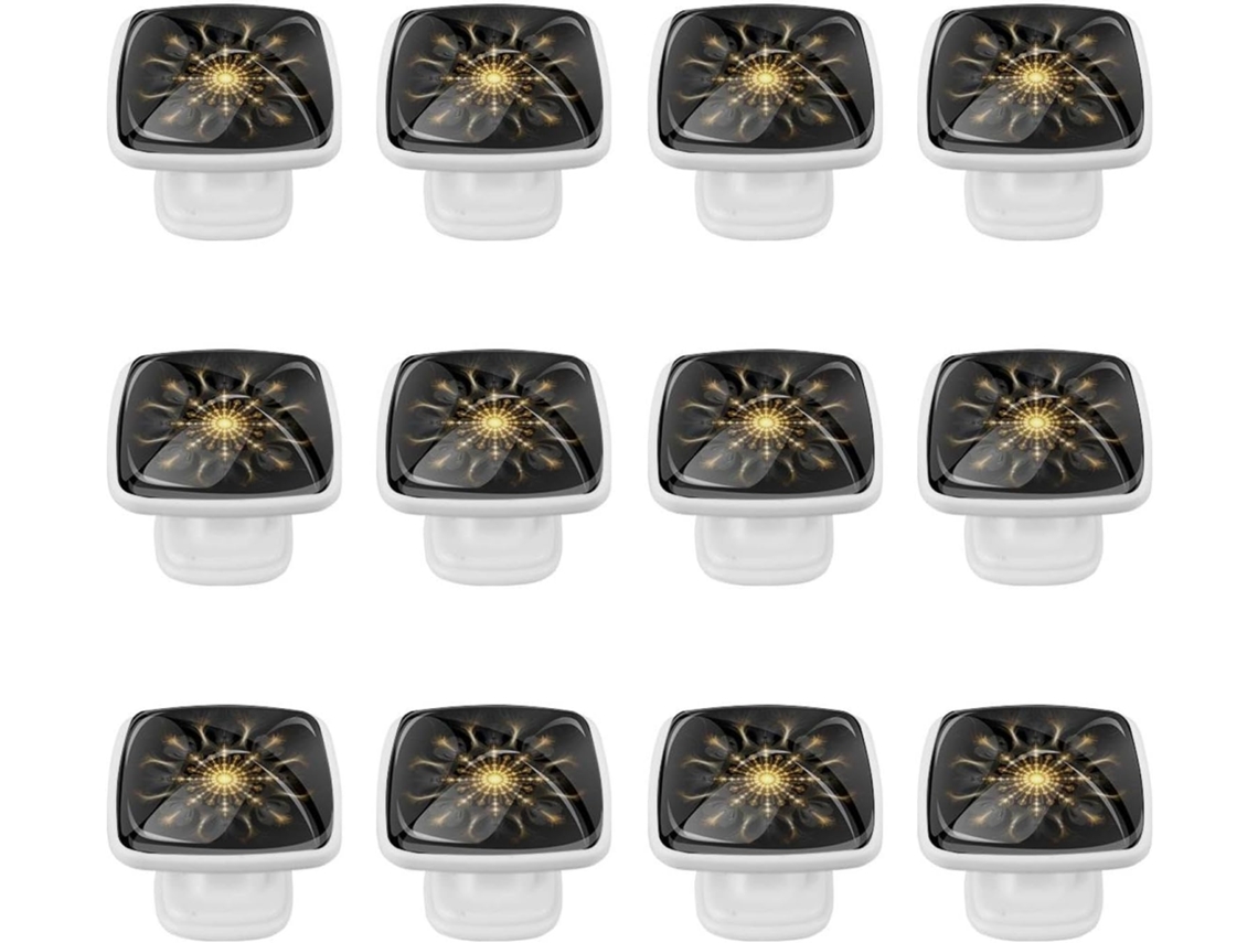 Puxadores E Botões Quadrados Para Gavetas Armários, Conjunto De 12 Peças, Com Fundo Abstrato De Mandala