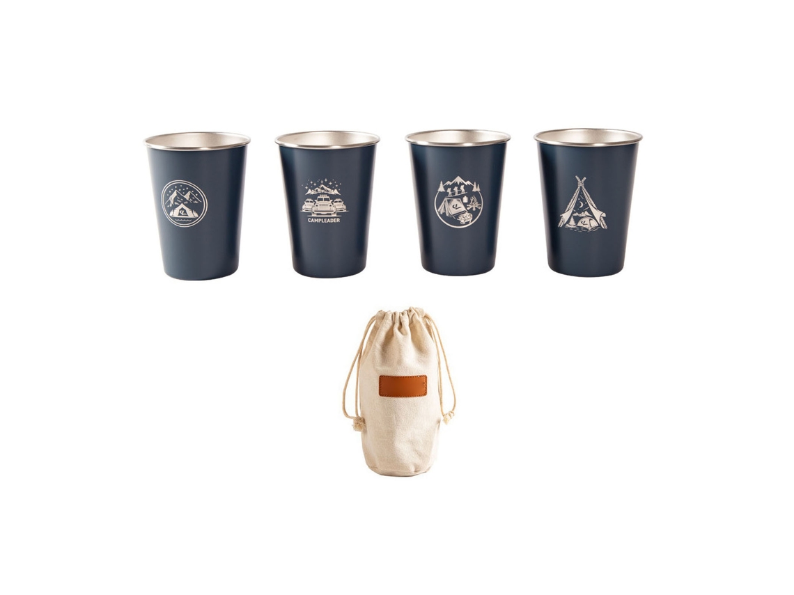 Conjunto de 4 Canecas Primerox de Aço para Camping