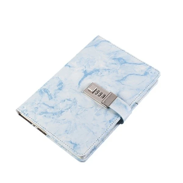 Cadeado De Combinação De 3 Dígitos, Caderno Secreto Em Couro Pu, Ideal Para Viagens E Anotações Diárias, Azul, 23 X 17,5 Cm