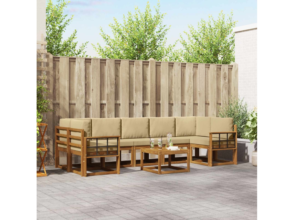 Vidaxl Conjunto De Sofás Para Exterior 8 Pcs Natural E Bege