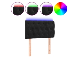 Led Headboard, Led Headboards Vidaxl Preto Veludo (80 X 7 X 78/88 Cm)