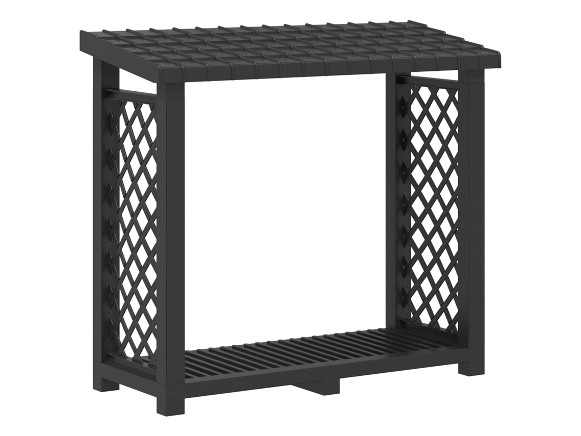 Conjunto 1 Suporte Para Lenha Exterior Vidaxl Antracite Polipropileno (114 X 46 X 101 Cm)