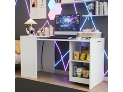 Mesa Dobrável 126x55x75cm, Escrivaninha E Armário, 2 Nichos - Branca Carga Alta