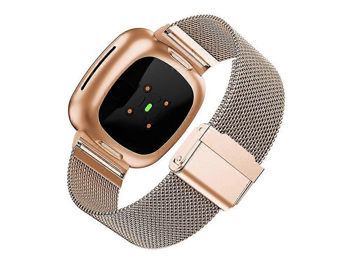 Pulseira de substituição em aço inoxidável estilo milanês compatível com o smartwatch Fitbit Versa 3/Sense. Ly Ebike