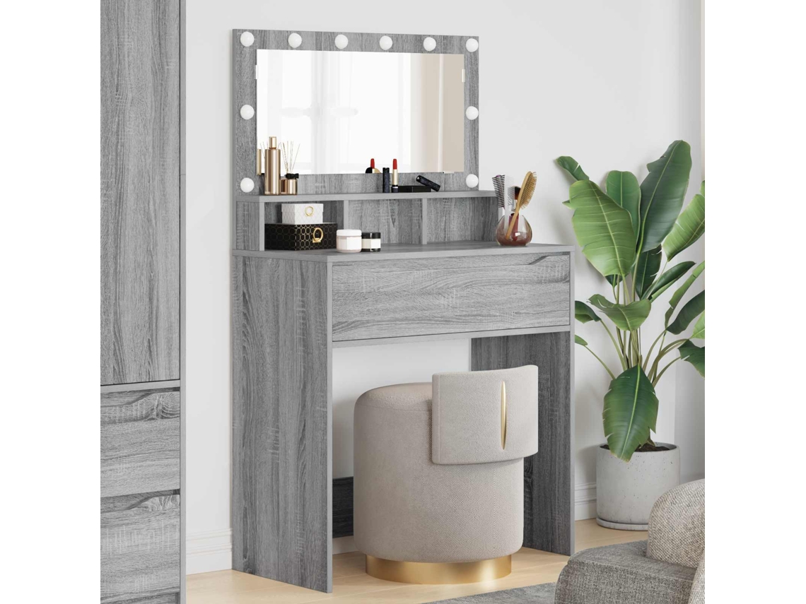Vidaxl Mesas De Maquiagem Para Quarto Cinza Sonoma 80 X 39,6 X 135 Cm
