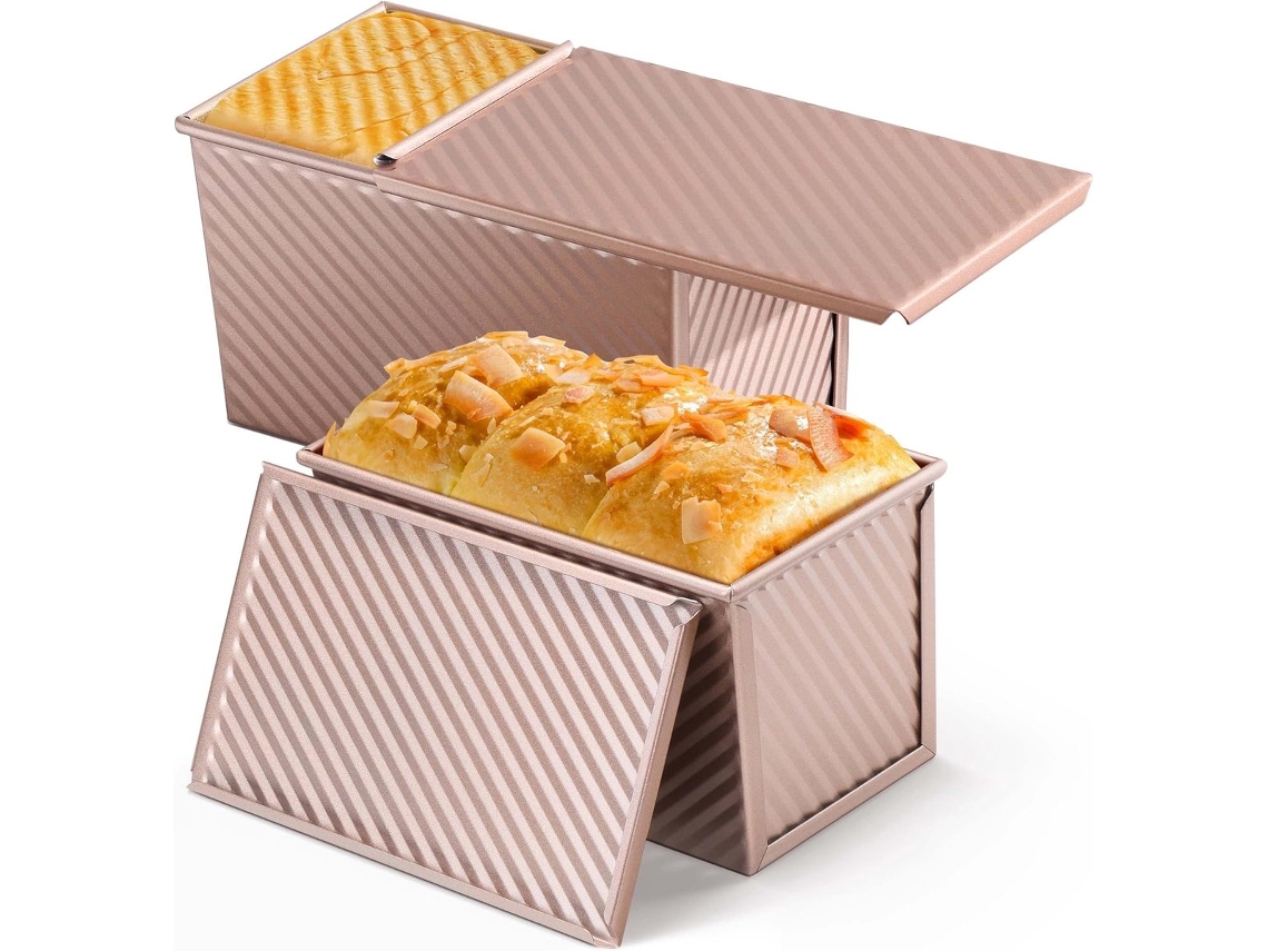 Conjunto De 2 Formas Para Pão E Bolos, 450 G, Revestimento Antiaderente, Com Tampa, Para Forno, Confeitaria E Preparo Doméstico