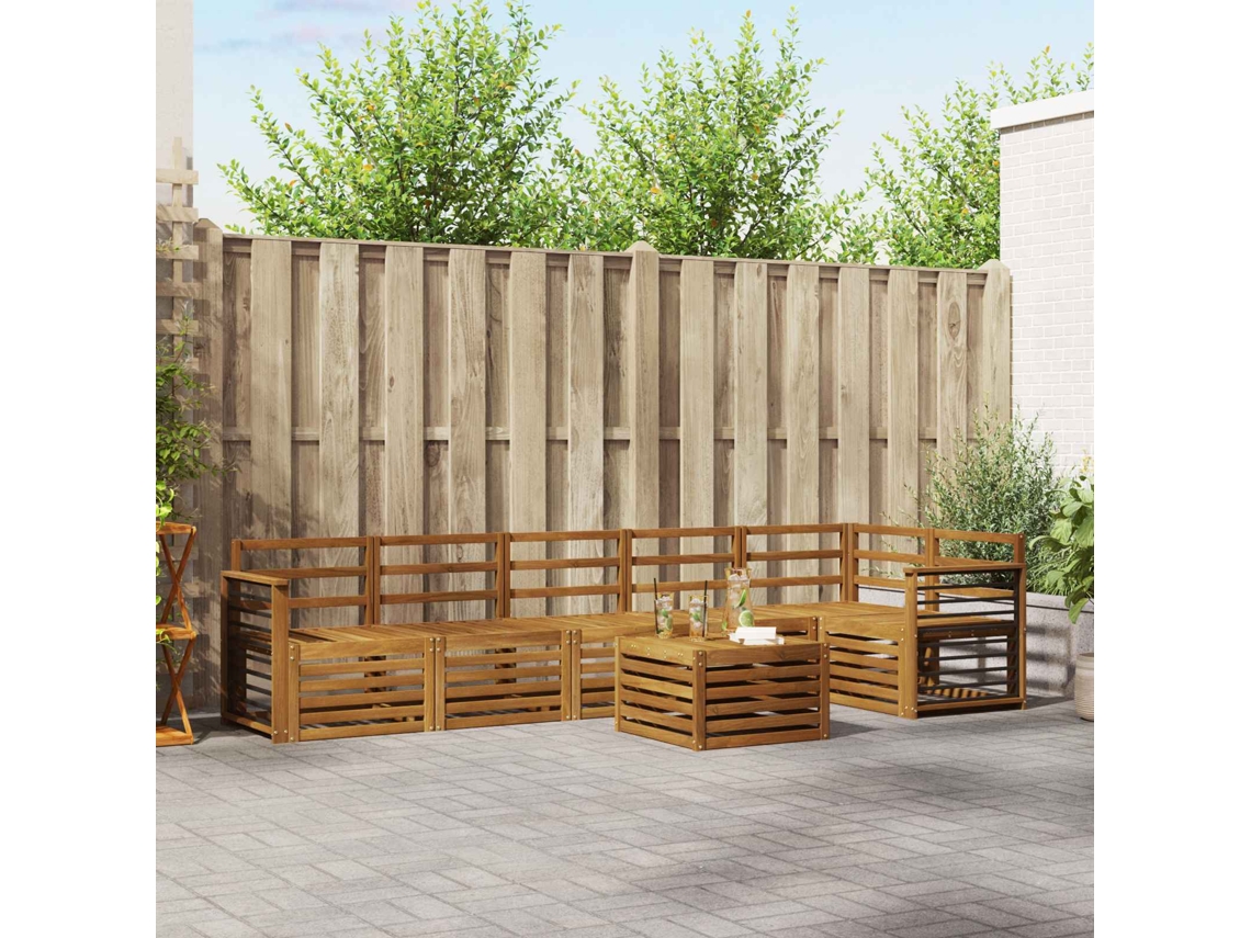 Vidaxl Conjunto De Sofás Para Exterior 7 Unid. Natural Poliéster
