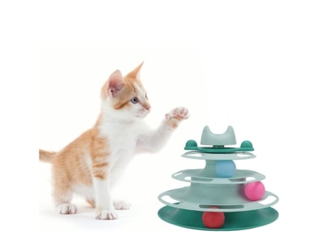Torre Interativa para Gatos com 3 Níveis e Bolas Coloridas Azul GNCPETS