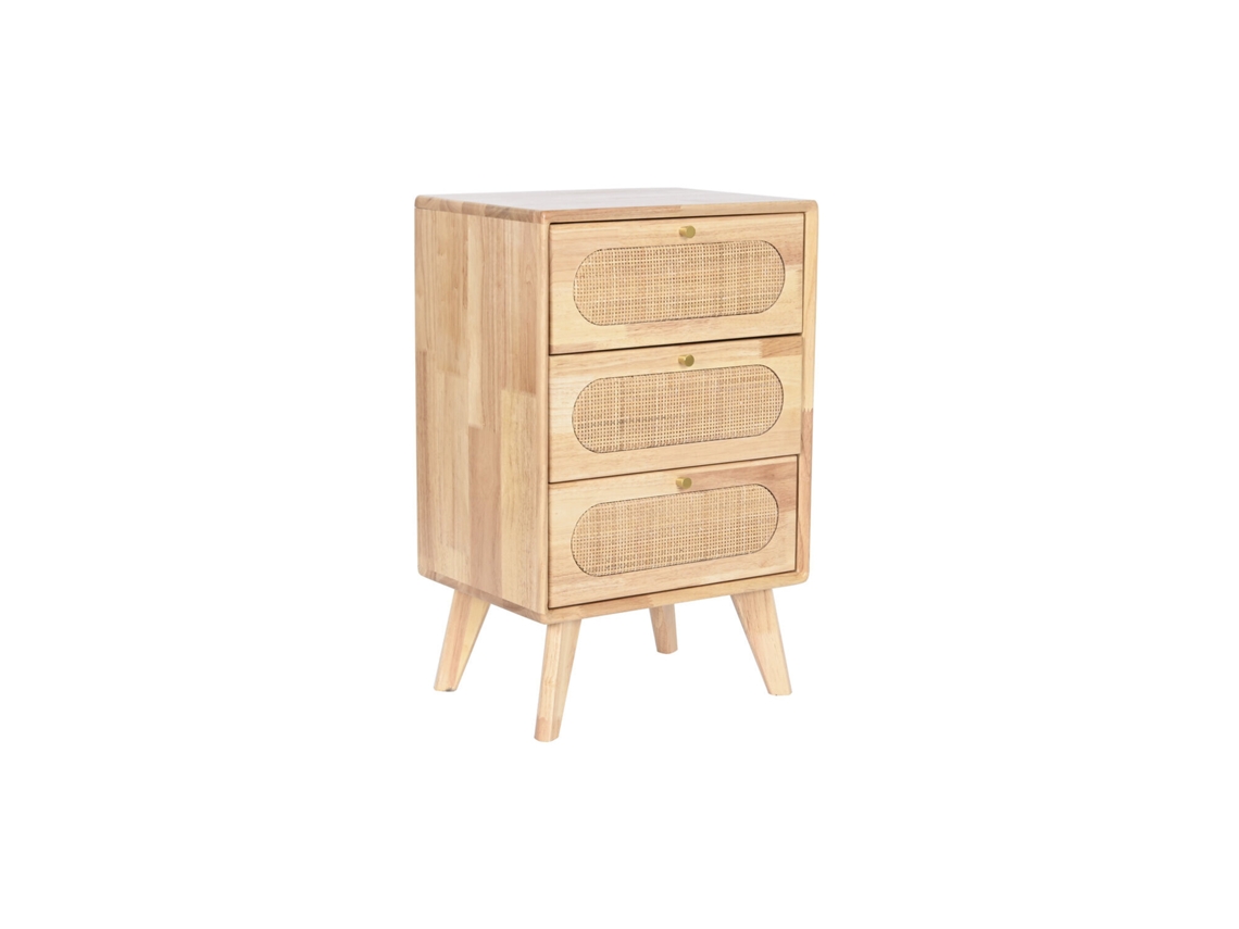 Cômoda em Rattan Natural e Madeira de Seringueira, 40x30x63cm