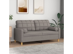 Vidaxl Sofá 2 Lug. +almofadas Decoração 140cm Tecido Cinza-acastanhado