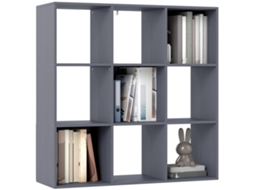 Biblioteca com 3 prateleiras e 9 compartimentos, para sala, escritório ou quarto 91x29,5x91cm cinza | S/MARCA