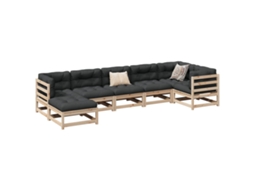 Conjunto 7 Peças Sofás De Jardim Com Almofadas Pinho Maciço Dkd Home Decor