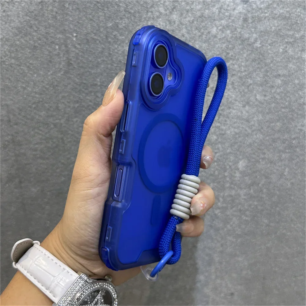 Capa Fosca Para Iphone 13 Pro Max (azul), Com Pulseira Colorida/idioma, Resistente A Impactos.