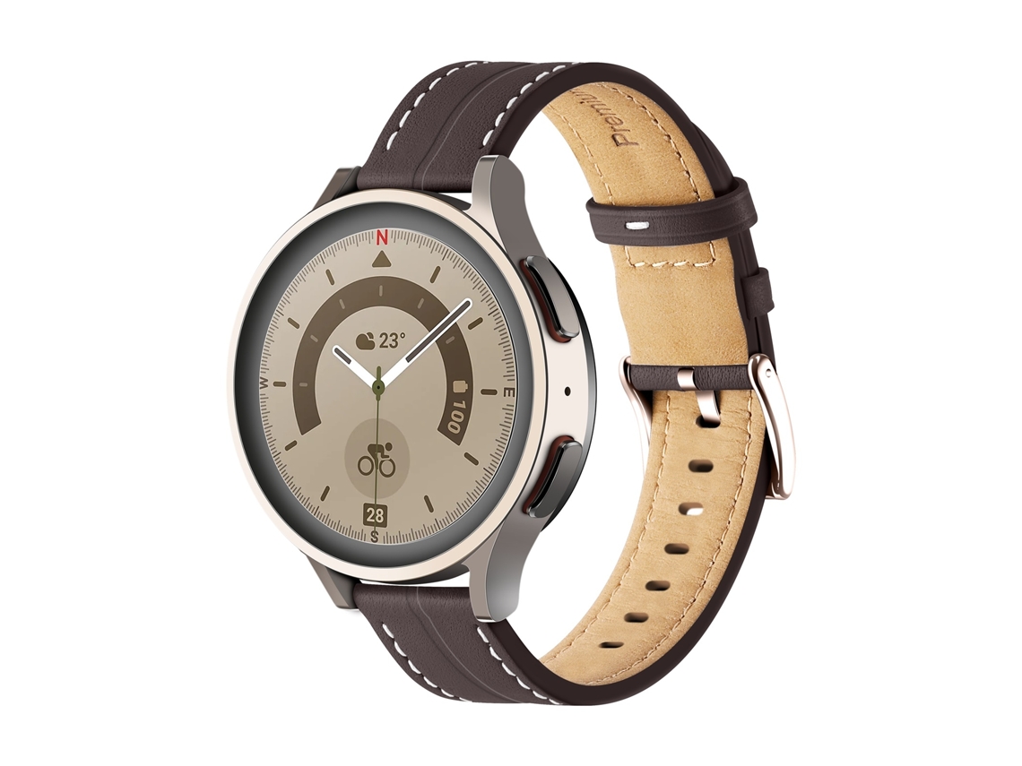 Bracelete de Smartwatch para Coros Pace 2/Coros Apex 42mm de couro genuíno com ranhuras universais (café)