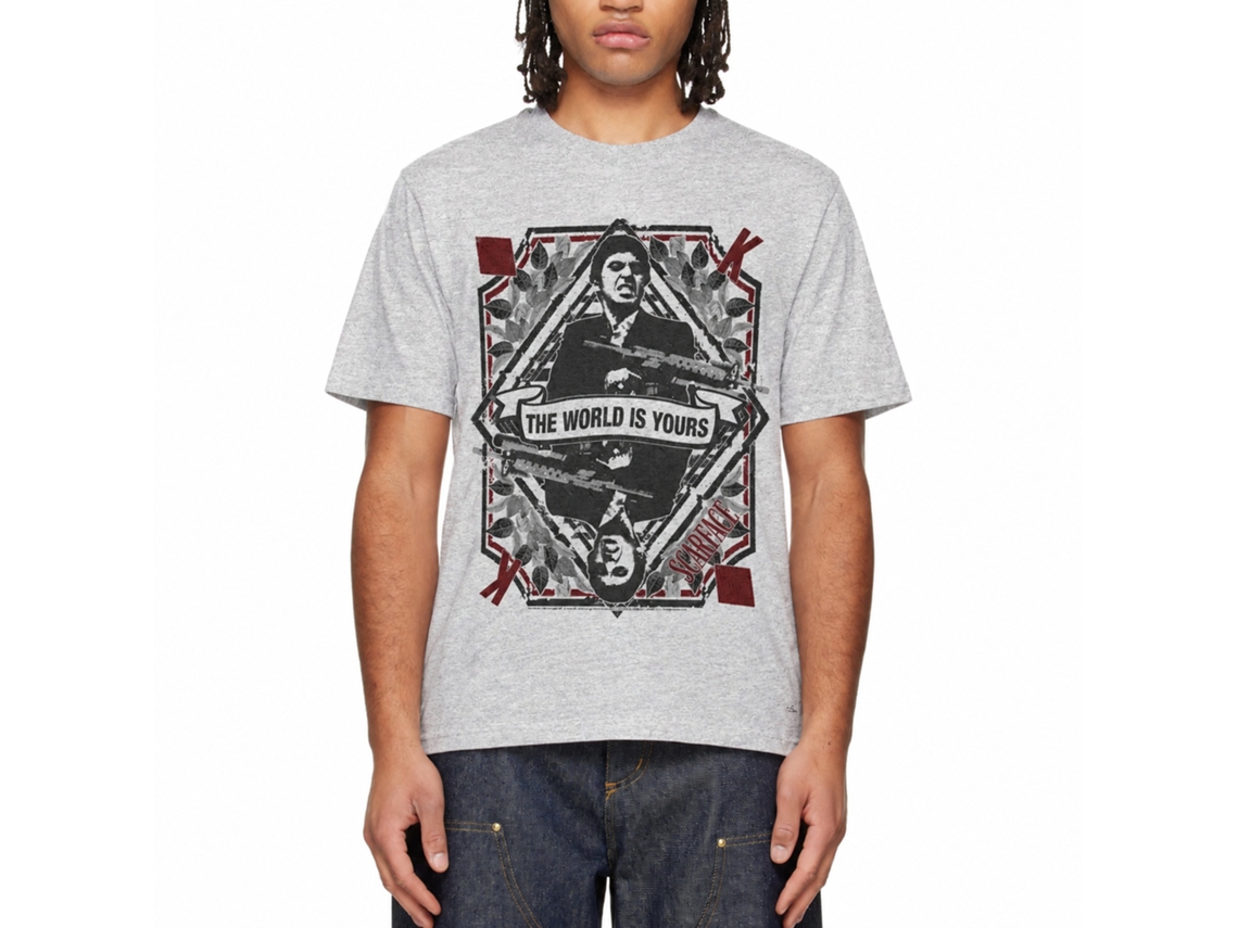 Rockinstone Scarface Movie King Of Diamonds Heather Gray Adult T-shirt Size:m