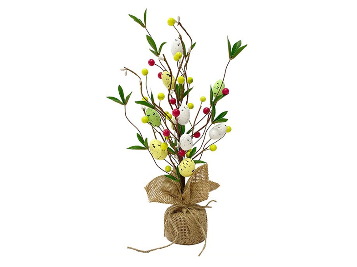 Laxiscreed Árvore De Juta Pequena Com Ovo De Páscoa E Planta Verde Para Decoração Natalícia