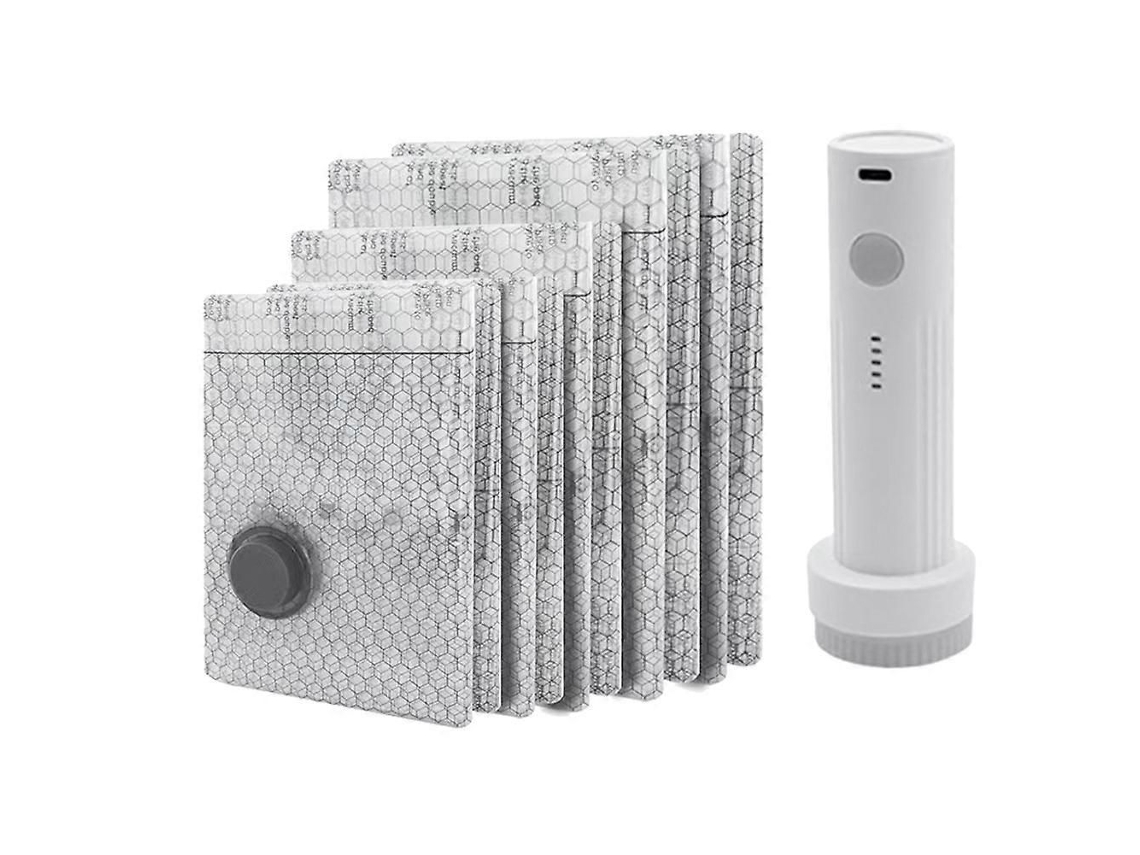 Sacos De Viagem A Vácuo Para Roupas, Bomba Elétrica Portátil, Pacote Com 12 Unidades, Compressão Que Economi Zam Espaço Bagagem E Malas.