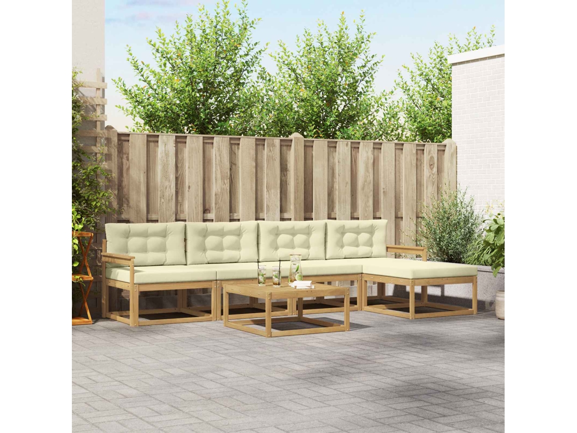 Vidaxl Conjunto De Sofás Para Exterior 6 Unid. Branco E Creme