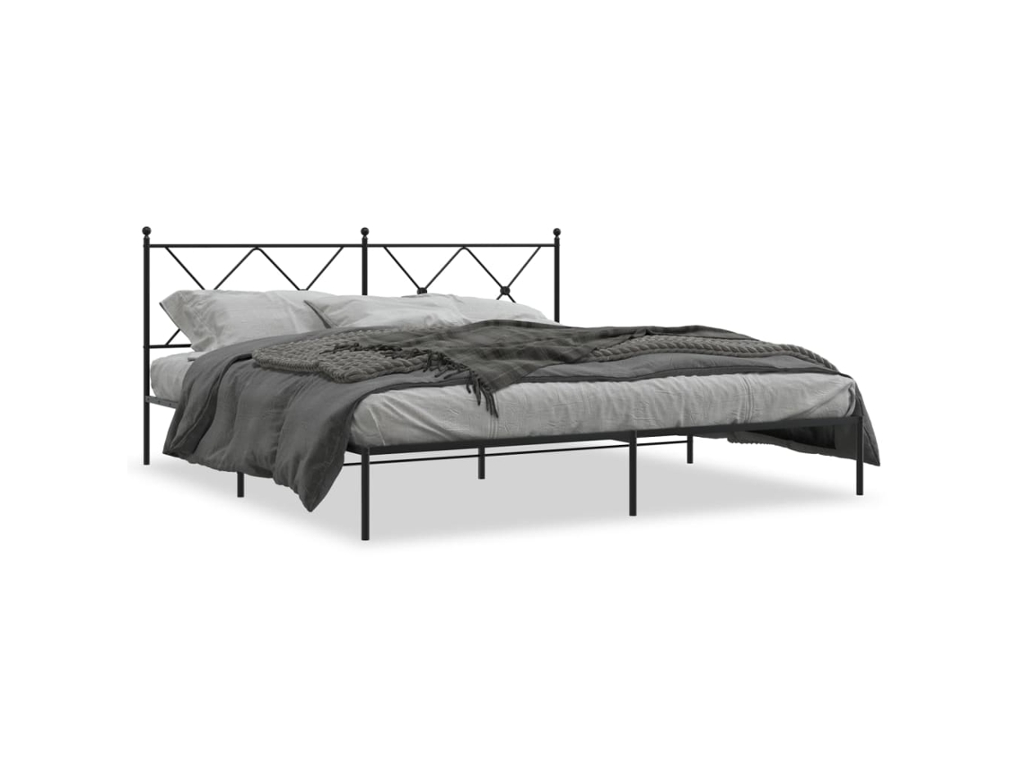 Bed Frame, Bed Frames Vidaxl Preto Aço (183 X 213 Cm)