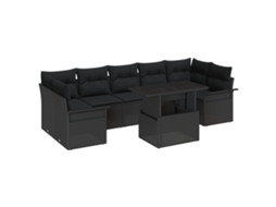 Conjunto 8 Conjunto De Sofá De Jardim Vidaxl Preto Vime Pe (289 X 132,5 X 85 Cm)