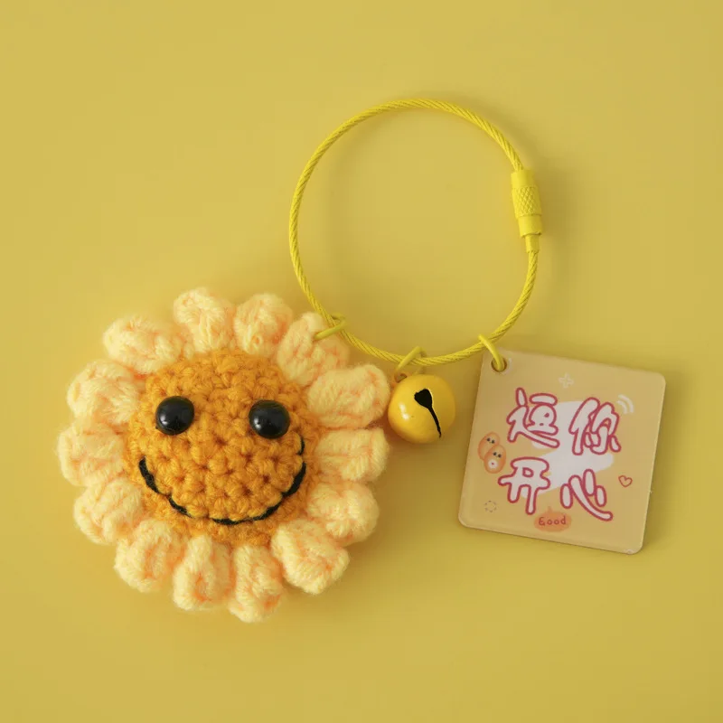 (8 Cm) Novo Chaveiro Com Pingente De Buquê De Crochê Com Flores Trançadas