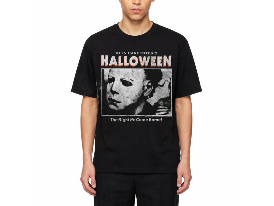 Rockinstone Halloween Movie Logo And Photo Black Adult T-shirt Size:xl
