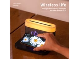 Despertador Com Carregador Sem Fio 3 Em 1 E Luz Noturna Ajustável Alimentação Usb Preto SUNNY SPACES