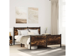 Vidaxl Estrutura de Cama Sem Colchão 137x190 Cm Metal Carvalho Fumado