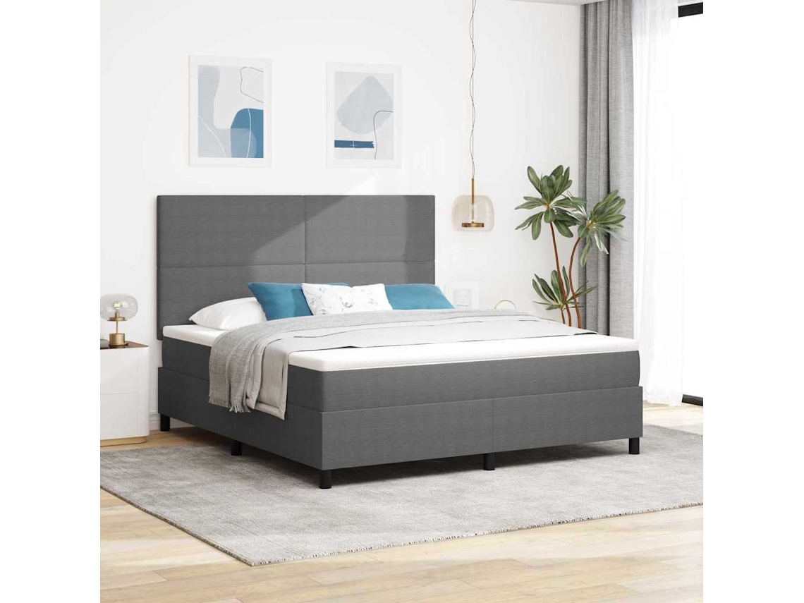 Vidaxl Cama Box Com Cabeceira Cinza Claro E Branco 180 X 200 Cm