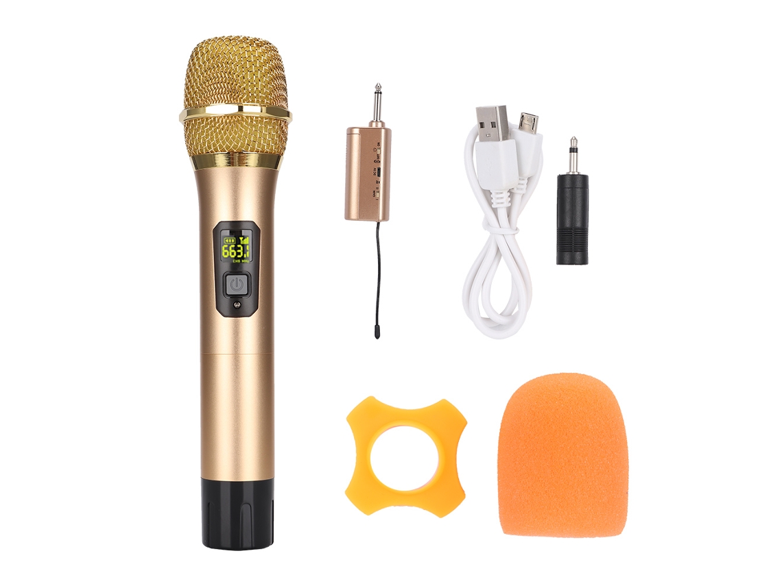 Microfone Sem Fio Uhf 600 700mhz Receptor Bluetooth Mini Ouro