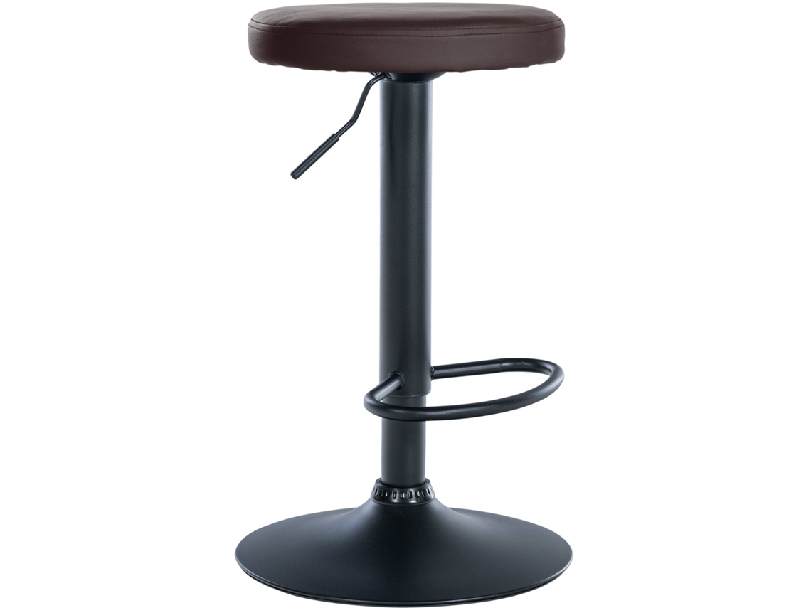 Banqueta de bar X1 Design simples Altura ajustável Estofamento em PVC marrom Pés de metal preto 10_0006803 Décoshop26