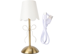 Abajur De Mesa Com Detalhe Nó E Cúpula Tecido, Controle Por Toque, Recarregável, Decorativo Em Metal, Sem Fio, Ideal
