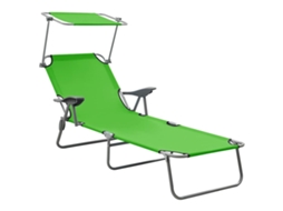 Vidaxl Espreguiçadeira Com Toldo Aço Verde