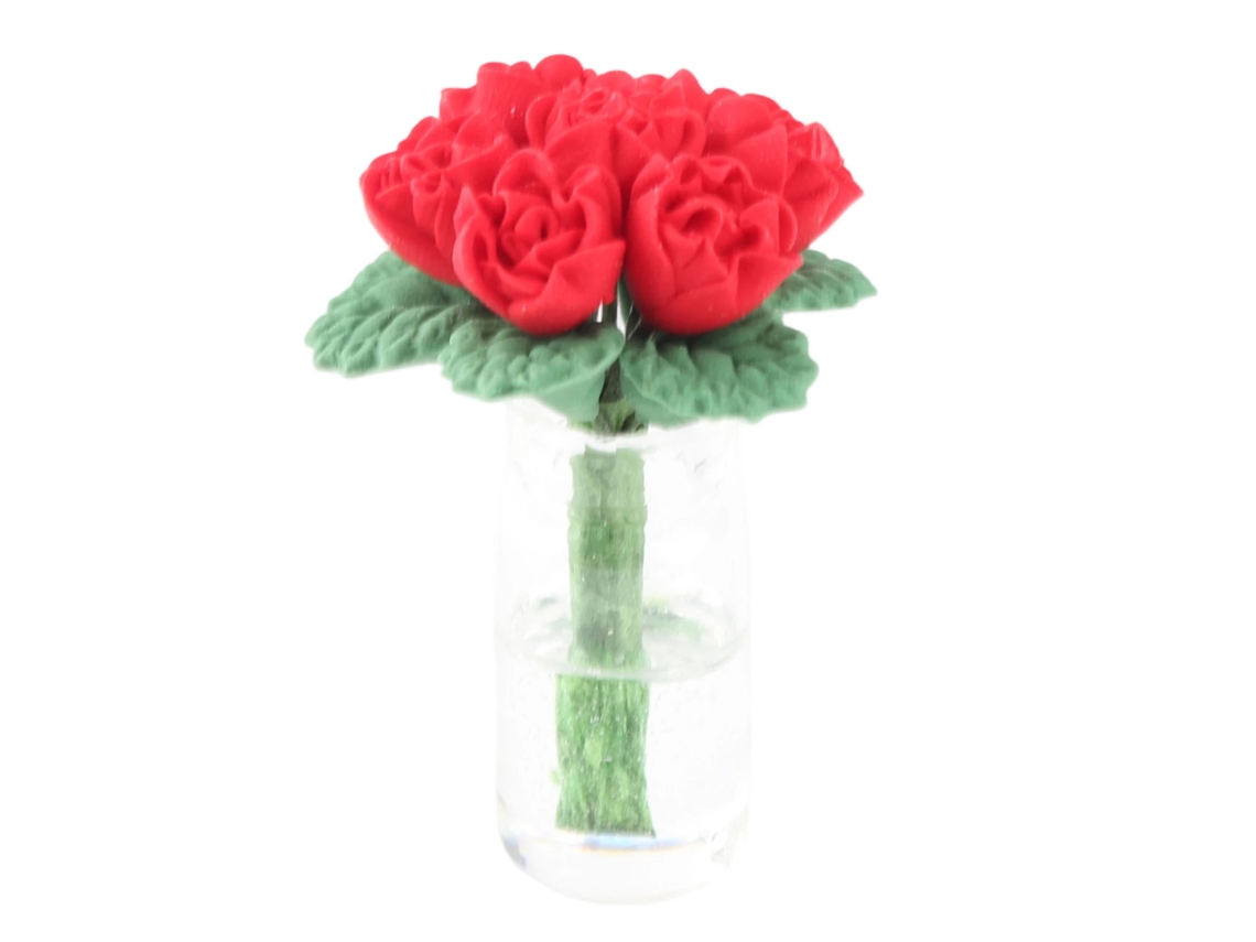 Primerox mini Bonsai Modelo 1:12 para Casa de Bonecas Acessório Jardim Decoração Vermelho
