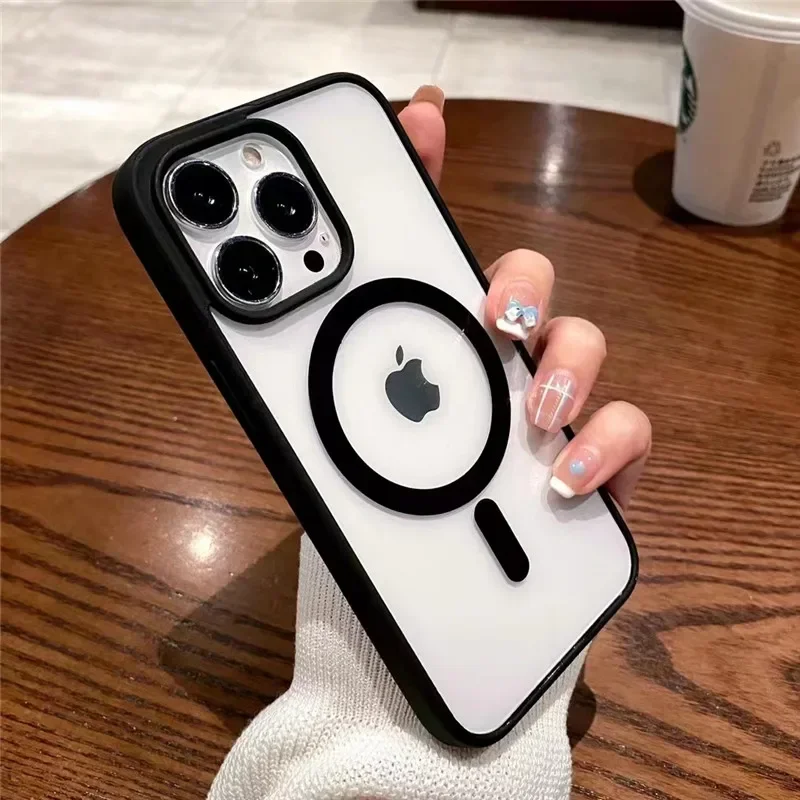 Capa Magsafe Com Carregamento Sem Fio Magnético Para Iphone (iphone 12, Preta), Em Acrílico Rígido