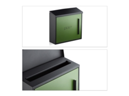 Caixa De Correio Relaxdays Verde, Design Bicolor Moderno, Ranhura Din A4, Aço, Grande, 33 X 35 X 12,5 Cm, Preto-verde