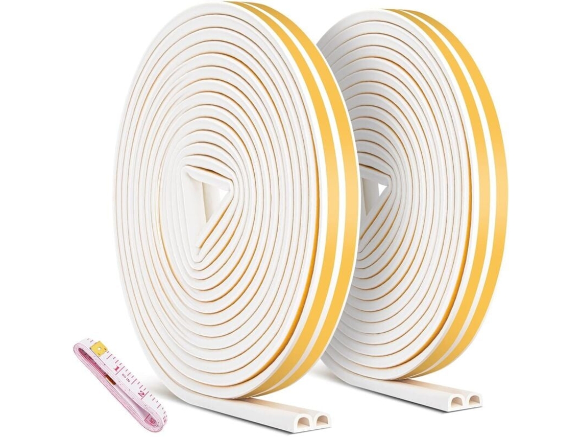 Fita De Vedação Autoadesiva De 20m Para Portas E Janelas, Resistente Às Intempéries E Com Isolamento Acústico, 9mm X 6mm (2 Unidades)