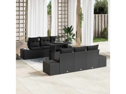 Vidaxl Conjunto De Sofá De Jardim Com Almofada 7 Pcs Preto