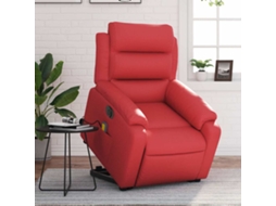 Vidaxl Poltrona Reclinável Elevatória Elétrica Couro Artif. Vermelho