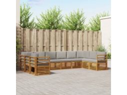 Vidaxl Conjunto De Sofá Sectional 10 Pcs Cinza Natural E Claro