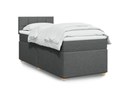 Vidaxl Cama Com Molas/colchão 90x200 Cm Tecido Cinzento-escuro