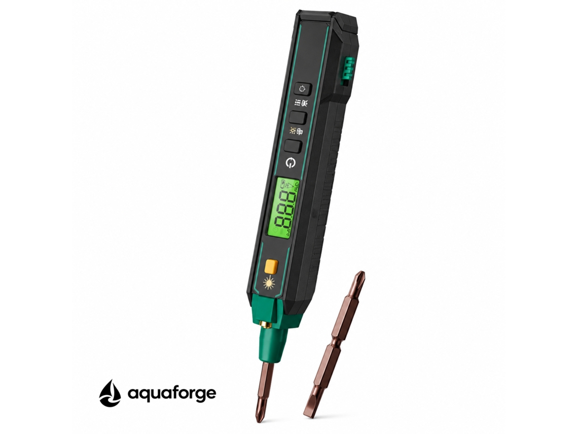 Multímetro Digital Tipo Caneta Aquaforge S2 Com Ecrã Lcd E Ncv Para Eletricistas E Instalações Elétricas