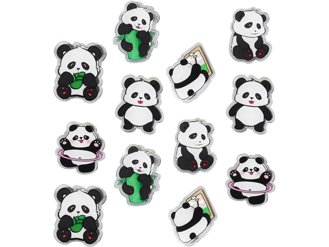 Packove - Conjunto de 12 Clipes Acrílicos com Design de Panda para Mesa e Casa, Clipes Animados para Encontros e Sacolas Eletrônicas