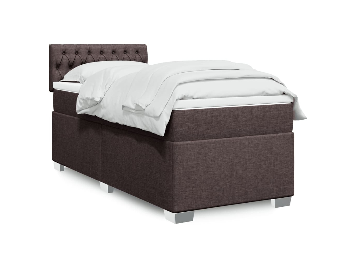 Vidaxl Cama Com Molas/colchão 90x190 Cm Tecido Castanho-escuro