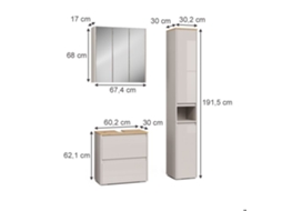 Aparador de Extensão VICCO 3 Gavetas Vermelho e Branco Brilhante 60x46x83,8 cm