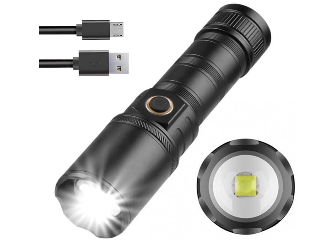 Lanterna Led Mais Brilhante, Lanternas Led Recarregáveis De 10.000 Lúmens Altos, Poderosa Lâmpada Led Tática Xhp70 Com 5 Modos, À Prova D'ág