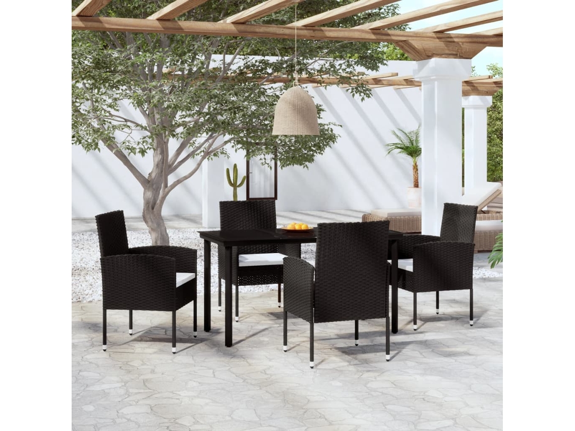 Vidaxl 5 Pcs Conjunto De Jantar Para Jardim Preto
